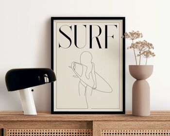 SURF - Line Art - Affiche décorative 1