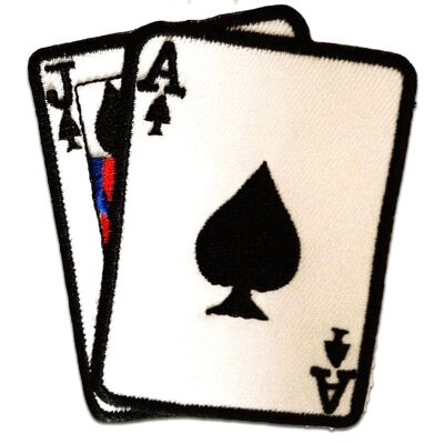 Ass Karten Poker - Aufnäher, Bügelbild, Aufbügler, Applikationen, Patches, Flicken, zum aufbügeln, Größe: 7,5 x 8,5 cm