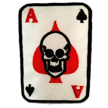 Poker Ace Card Skull Biker - Coudre, Thermocollant, Thermocollant, Appliques, Patchs, Patchs Thermocollants, Taille: 5,5 x 8 cm