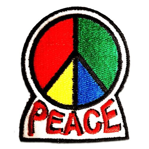 Peace Frieden - Aufnäher, Bügelbild, Aufbügler, Applikationen, Patches, Flicken, zum aufbügeln, Größe: 5.7 x 7 cm