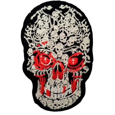 Totenkopf Biker modern - Aufnäher, Bügelbild, Aufbügler, Applikationen, Patches, Flicken, zum aufbügeln, Größe: 6 x 9,5 cm