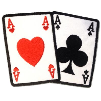 Poker Asse Karte Biker - Aufnäher, Bügelbild, Aufbügler, Applikationen, Patches, Flicken, zum aufbügeln, Größe: 10.5 x 7.5 cm