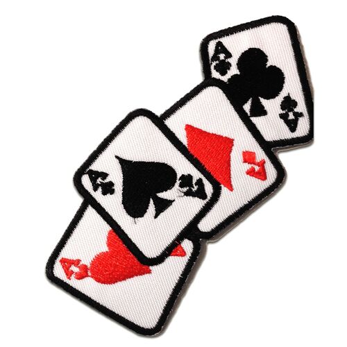 Asse Poker Karten Biker - Aufnäher, Bügelbild, Aufbügler, Applikationen, Patches, Flicken, zum aufbügeln, Größe: 11 x 5 cm