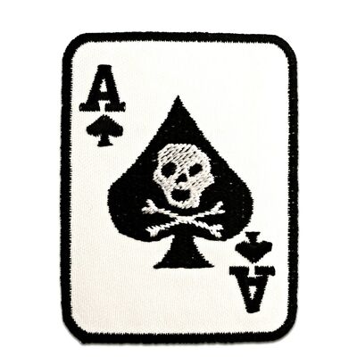 Poker Ass Karte Totenkopf Biker - Aufnäher, Bügelbild, Aufbügler, Applikationen, Patches, Flicken, zum aufbügeln, Größe: 6 x 7,5 cm