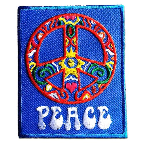 Peace Frieden - Aufnäher, Bügelbild, Aufbügler, Applikationen, Patches, Flicken, zum aufbügeln, Größe: 6,5 x 8 cm