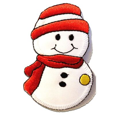 Schneemann weihnachten - Aufnäher, Bügelbild, Aufbügler, Applikationen, Patches, Flicken, zum aufbügeln, Größe: 7,5 x 5 cm