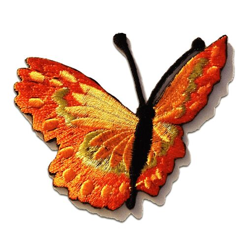 Schmetterling - Aufnäher, Bügelbild, Aufbügler, Applikationen, Patches, Flicken, zum aufbügeln, Größe: 7.9 x 6.3 cm - Orange