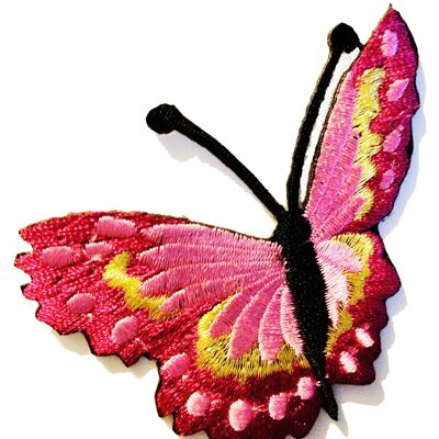 Schmetterling - Aufnäher, Bügelbild, Aufbügler, Applikationen, Patches, Flicken, zum aufbügeln, Größe: 7.9 x 6.3 cm - Rosa