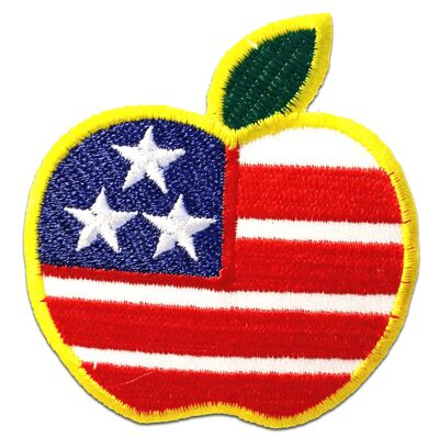 Apfel USA - Aufnäher, Bügelbild, Aufbügler, Applikationen, Patches, Flicken, zum aufbügeln, Größe: 7 x 7,5 cm