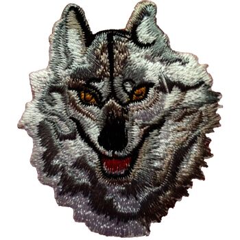 Loup Animal - Coudre, Thermocoller, Appliques, Patchs, Patchs Thermocollants, Taille: 5,5 x 6,5 cm - Gris