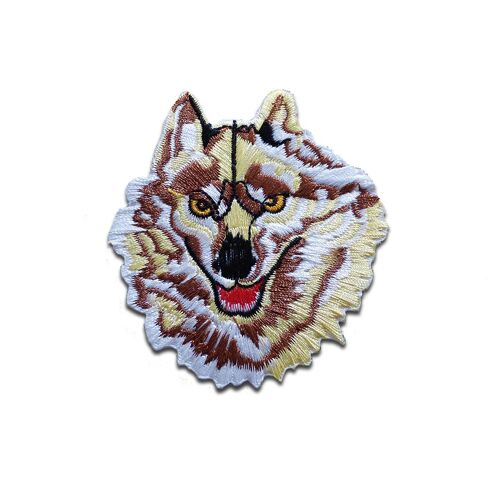 Wolf Tier - Aufnäher, Bügelbild, Aufbügler, Applikationen, Patches, Flicken, zum aufbügeln, Größe: 5,5 x 6,5 cm - Weiss