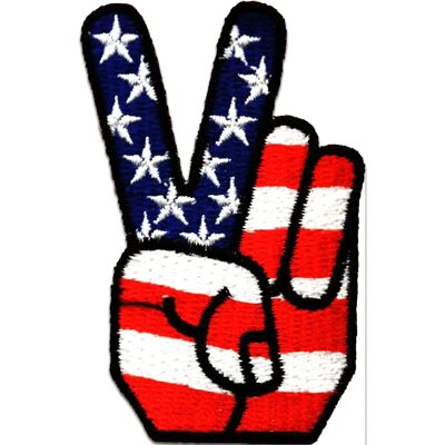 USA Victory Peace Frieden - Aufnäher, Bügelbild, Aufbügler, Applikationen, Patches, Flicken, zum aufbügeln, Größe: 4,2 x 7,2 cm