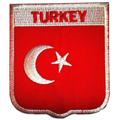 Türkei Flagge Fahne - Aufnäher, Bügelbild, Aufbügler, Applikationen, Patches, Flicken, zum aufbügeln, Größe: 6,4 x 7,3 cm