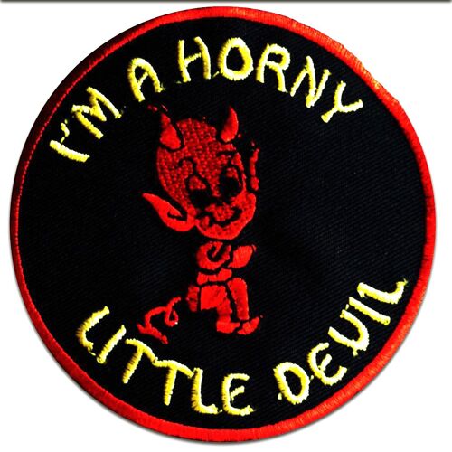 I''m A Horny Little Devil - Aufnäher, Bügelbild, Aufbügler, Applikationen, Patches, Flicken, zum aufbügeln, Größe: 8,5 x 8,5 cm'