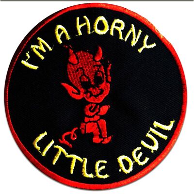 I''m A Horny Little Devil - Aufnäher, Bügelbild, Aufbügler, Applikationen, Patches, Flicken, zum aufbügeln, Größe: 8,5 x 8,5 cm'