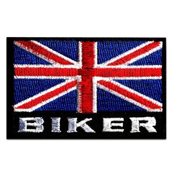 Biker Royaume-Uni Drapeau Angleterre Écusson thermocollant Appliques thermocollantes Taille : 7,4 x 4,8 cm