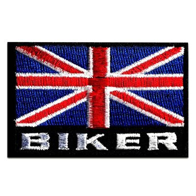 Biker UK England Flagge Fahne - Aufnäher, Bügelbild, Aufbügler, Applikationen, Patches, Flicken, zum aufbügeln, Größe: 7,4 x 4,8 cm