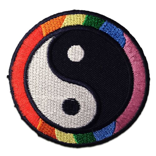 Yin Yang spirituell - Aufnäher, Bügelbild, Aufbügler, Applikationen, Patches, Flicken, zum aufbügeln, Größe: Ø 7,5 cm