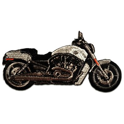 Motorrad Biker - Aufnäher, Bügelbild, Aufbügler, Applikationen, Patches, Flicken, zum aufbügeln, Größe: 10,5 x 5,5 cm - Silber