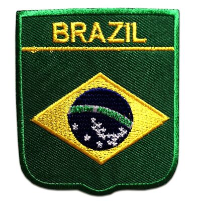 Brasilien Flagge Fahne - Aufnäher, Bügelbild, Aufbügler, Applikationen, Patches, Flicken, zum aufbügeln, Größe: 6,5 x 7,5 cm