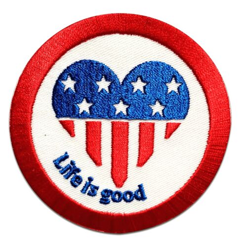 USA Life Is Good! - Aufnäher, Bügelbild, Aufbügler, Applikationen, Patches, Flicken, zum aufbügeln, Größe: 7,5 x 7,5 cm