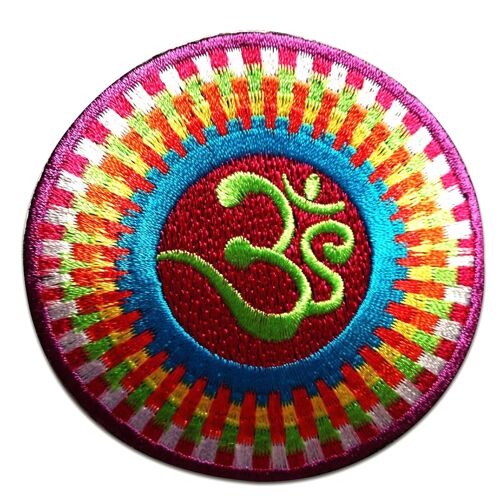 Om Symbol spirituell Hindu Meditation - Aufnäher, Bügelbild, Aufbügler, Applikationen, Patches, Flicken, zum aufbügeln, Größe: Ø 7,5 cm