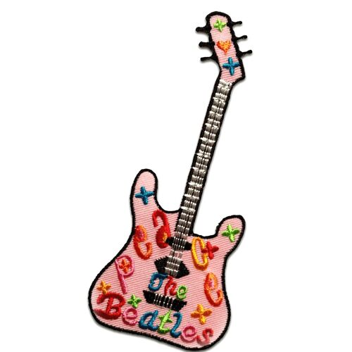 Gitarre girly - Aufnäher, Bügelbild, Aufbügler, Applikationen, Patches, Flicken, zum aufbügeln, Größe: 5,5 x 13 cm