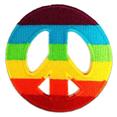 Peace Regenbogen Victory - Aufnäher, Bügelbild, Aufbügler, Applikationen, Patches, Flicken, zum aufbügeln, Größe: Ø 7,5 cm
