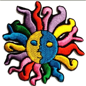 Soleil - patch, thermocollant, applique, patchs, patchs, thermocollant, taille : 7,5 x 8,3 cm