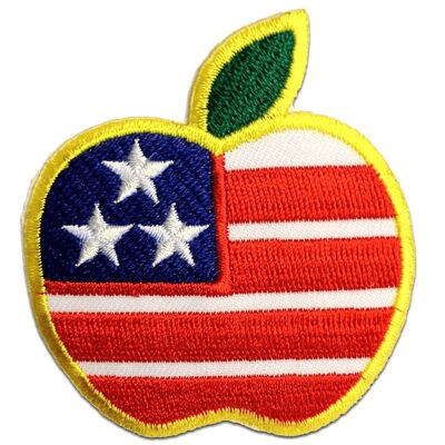 USA Apple - Aufnäher, Bügelbild, Aufbügler, Applikationen, Patches, Flicken, zum aufbügeln, Größe: 6,0 x 6,5 cm