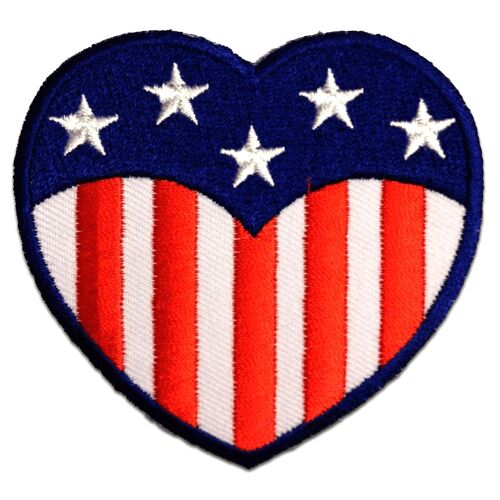 USA Herz America Flagge Fahne - Aufnäher, Bügelbild, Aufbügler, Applikationen, Patches, Flicken, zum aufbügeln, Größe: 7,0 x 7,0 cm