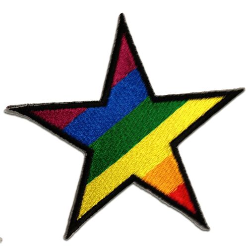 Stern regenbogen Kinder - Aufnäher, Bügelbild, Aufbügler, Applikationen, Patches, Flicken, zum aufbügeln, Größe: 8,8 x 8,8 cm