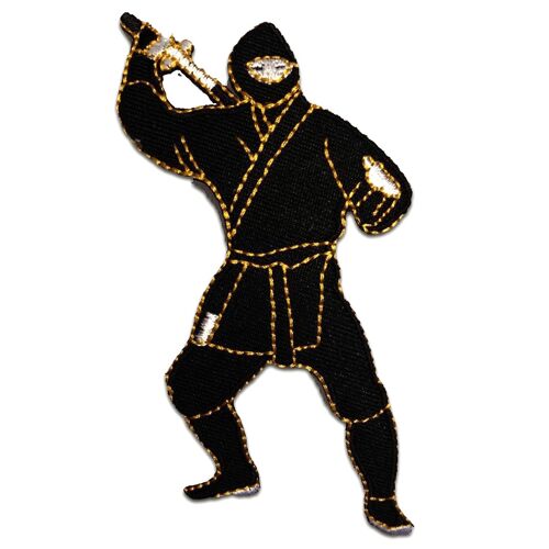 Ninja Kämpfer Comic - Aufnäher, Bügelbild, Aufbügler, Applikationen, Patches, Flicken, zum aufbügeln, Größe: 5,2 x 10,3 cm