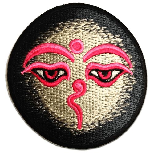 Om Symbol spirituell Hindu Meditation - Aufnäher, Bügelbild, Aufbügler, Applikationen, Patches, Flicken, zum aufbügeln, Größe: Ø 8 cm - Rosa