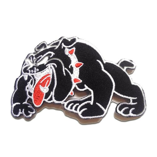 Bulldog Hund - Aufnäher, Bügelbild, Aufbügler, Applikationen, Patches, Flicken, zum aufbügeln, Größe: 9 x 5.4 cm