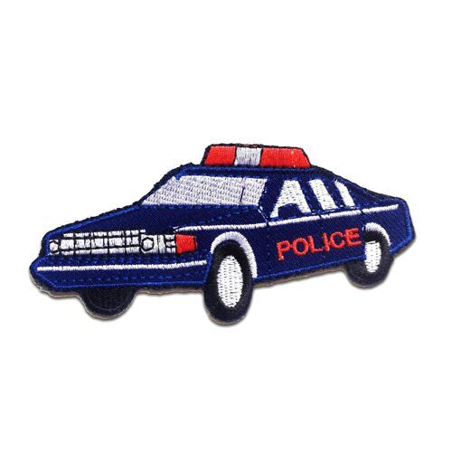 Polizeiauto Kinder - Aufnäher, Bügelbild, Aufbügler, Applikationen, Patches, Flicken, zum aufbügeln, Größe: 10.6 x 5.0 cm