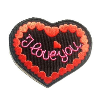 I LOVE YOU - Aufnäher, Bügelbild, Aufbügler, Applikationen, Patches, Flicken, zum aufbügeln, Größe: 7.5 x 6.8 cm