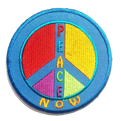 Peace Now Frieden - Aufnäher, Bügelbild, Aufbügler, Applikationen, Patches, Flicken, zum aufbügeln, Größe: Ø 7.5 cm