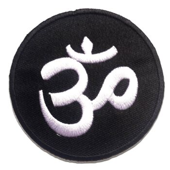 Om Hindu Meditation spiritual - patchs, transferts thermocollants, patchs thermocollants, applications, patchs, patchs, à repasser, taille : Ø 7,7 cm