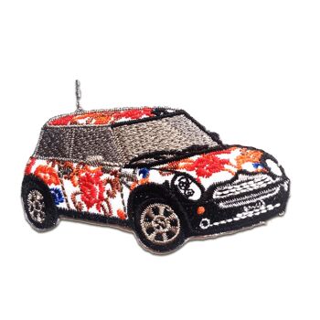 Mini Cooper - Sew-Ons, Iron-Ons, Iron-Ons, Appliques, Patchs, Patchs, Iron-on, Dimensions : 4,6 x 8,1 cm
