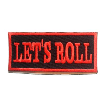 LET''S ROLL Rock - Aufnäher, Bügelbild, Aufbügler, Applikationen, Patches, Flicken, zum aufbügeln, Größe: 8.7 x 3.9 cm