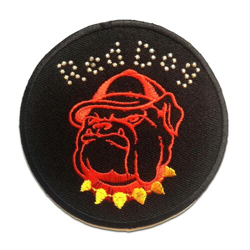 Angry Bulldog - Aufnäher, Bügelbild, Aufbügler, Applikationen, Patches, Flicken, zum aufbügeln, Größe: 8.2 x 8.4 cm