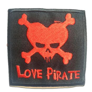 LOVE PIRATE - patchs, transferts thermocollants, patchs thermocollants, applications, patchs, patchs, à repasser, taille : 7,9 x 8 cm