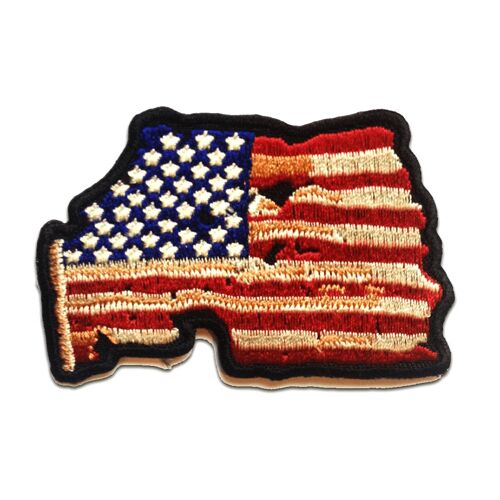 USA Flagge Fahne Totenkopf Biker Skelett - Aufnäher, Bügelbild, Aufbügler, Applikationen, Patches, Flicken, zum aufbügeln, Größe: 7.9 x 5.2 cm