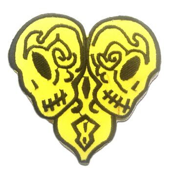 Skull Skeleton Heart - Patchs, Transferts thermocollants, Thermocollants, Appliques, Patchs, Patchs, Thermocollants, Taille : 8,5 x 9 cm