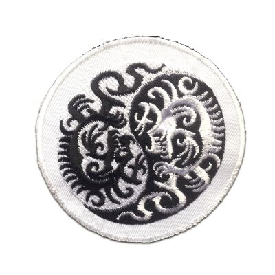 Yin Yang Drache spirituell - Aufnäher, Bügelbild, Aufbügler, Applikationen, Patches, Flicken, zum aufbügeln, Größe: Ø 7.5 cm