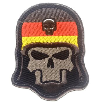 Crâne avec casque en acier Army - patchs, transferts thermocollants, patchs thermocollants, applications, patchs, patchs, à repasser, taille : 6,7 x 8,2 cm