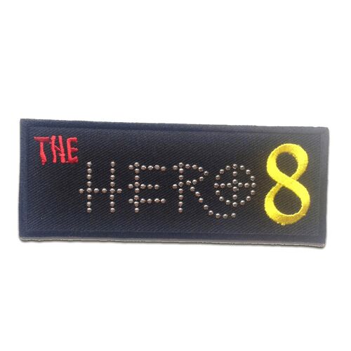 The hero 8 logo - Aufnäher, Bügelbild, Aufbügler, Applikationen, Patches, Flicken, zum aufbügeln, Größe: 11.8 x 4.5 cm