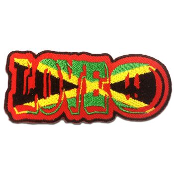 LOVE Reggae Peace - Patchs, Transferts thermocollants, Thermocollants, Appliques, Patchs, Patchs thermocollants, Taille : 9,6 x 4 cm