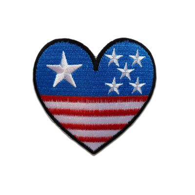 USA Herz I love USA Flagge Fahne - Aufnäher, Bügelbild, Aufbügler, Applikationen, Patches, Flicken, zum aufbügeln, Größe: 6,8 x 7,5 cm
